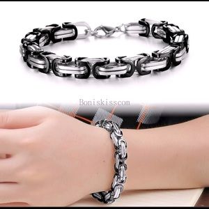 Men’s Bracelet Black & Silver Stainless Steel 8”